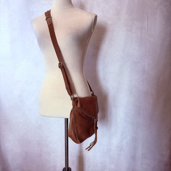 The Sak Flap Genuine Leather Crossbody Bag Purse Studded Brown - Picture 4 of 15